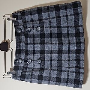 Gap Tartan Style Cotton Grey and Black Plaid Mini Skirt